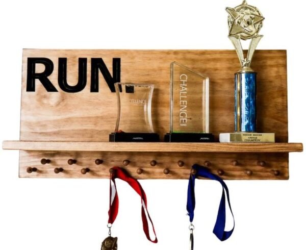 Wooden Medal Hanger + Trophy Shelf