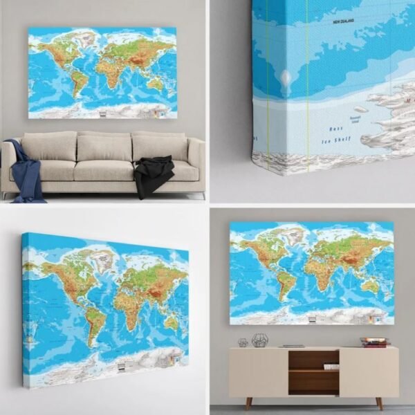 World Map Canvas Print, World Map Wall Art, World Map Print